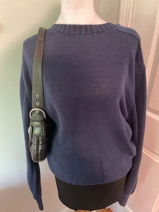 Unknown Other - Vintage 100% Fine Combed Cotton Crewneck Pullover Sweater Navy Men's Size M
